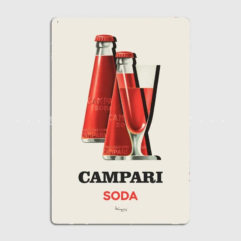 Campari Soda Vintage Italian advertising poster by Metal Tin Sign Truck Indoor Outdoor Home Bar Coffee Kitchen Wall Decoration