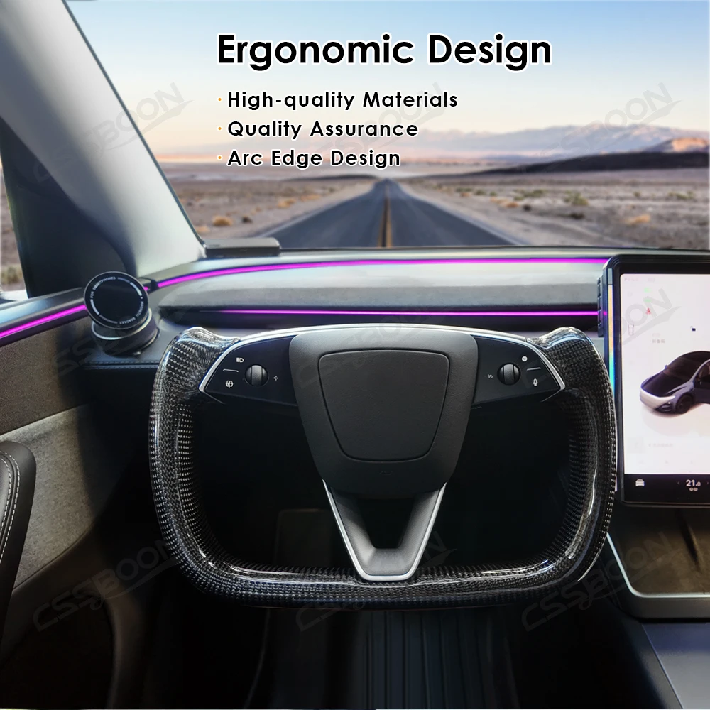 Carbon Fiber Steering Wheels for Tesla Model Y Juniper Heated Matte Glossy Custom Yoke Steering Wheel New Y Accessories