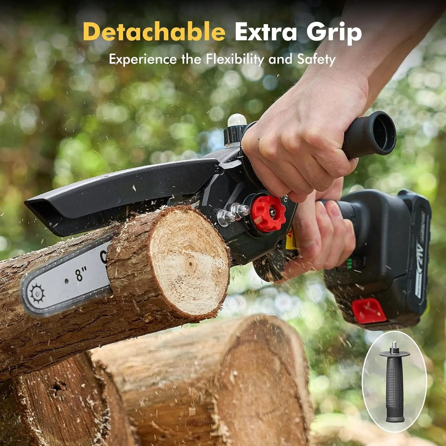 Seesii 8 "منشار كهربائي لاسلكي DL07 يده فرش بالمنشار 2 قطعة 2Ah بطاريات لفرع شجرة ماكيتا قطع الخشب #6