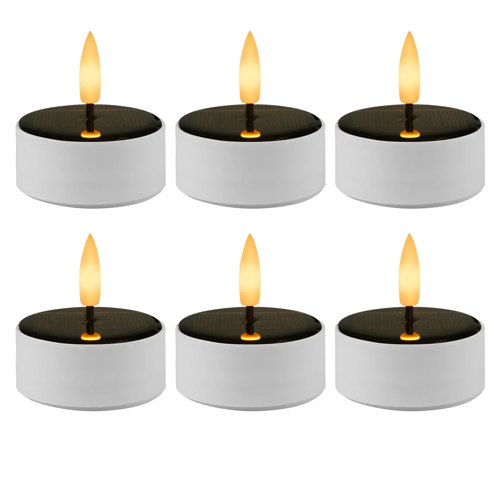 6PCS Solar Teelicht LED Kerzen Im Freien Wasserdichte Flammenlose Solar Teelichter Wiederaufladbare Kerzen für Party Garten Wohnkultur