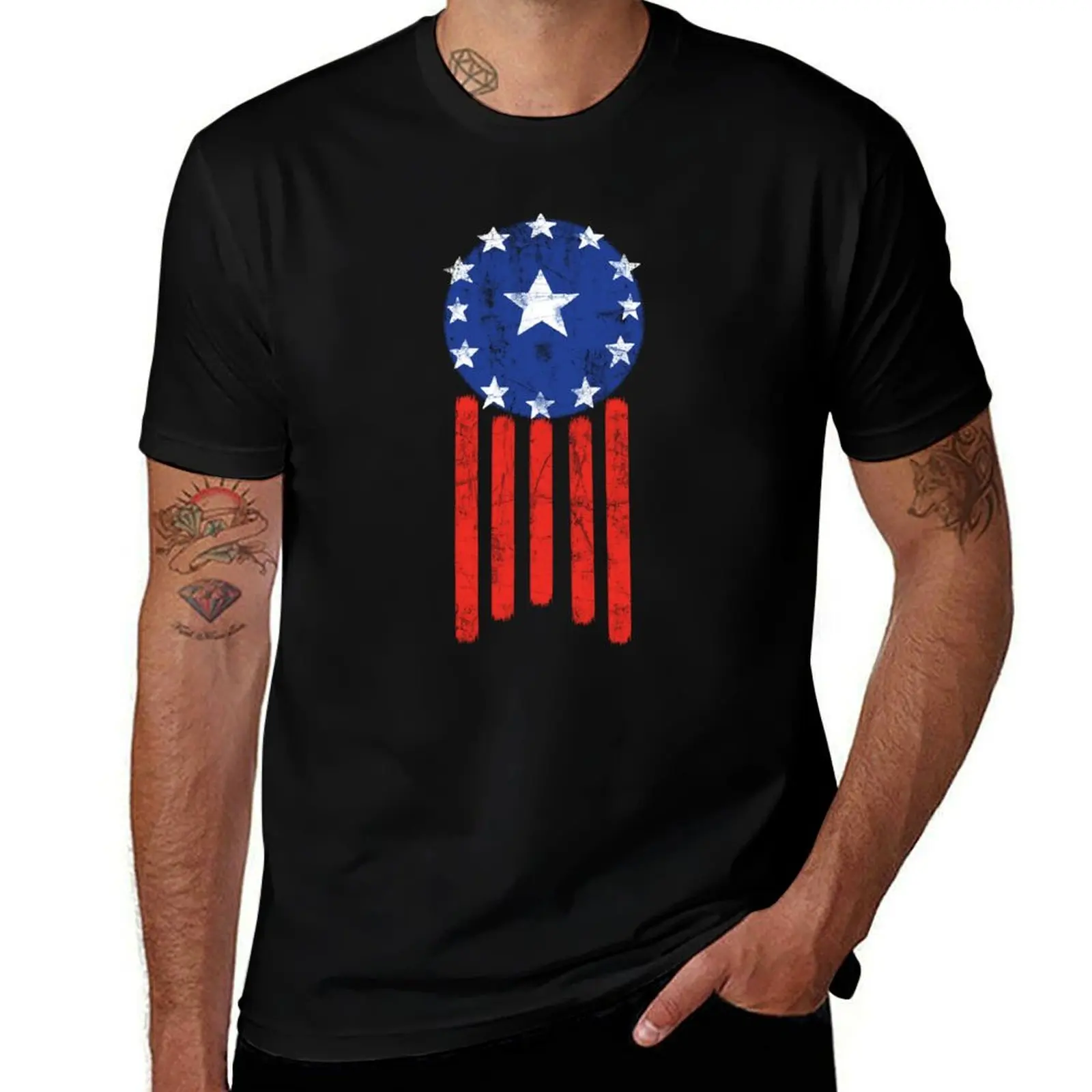 

Old World American Flag T-Shirt cotton graphic tees anime clothes funny gifts street wear T-shirts for men cotton