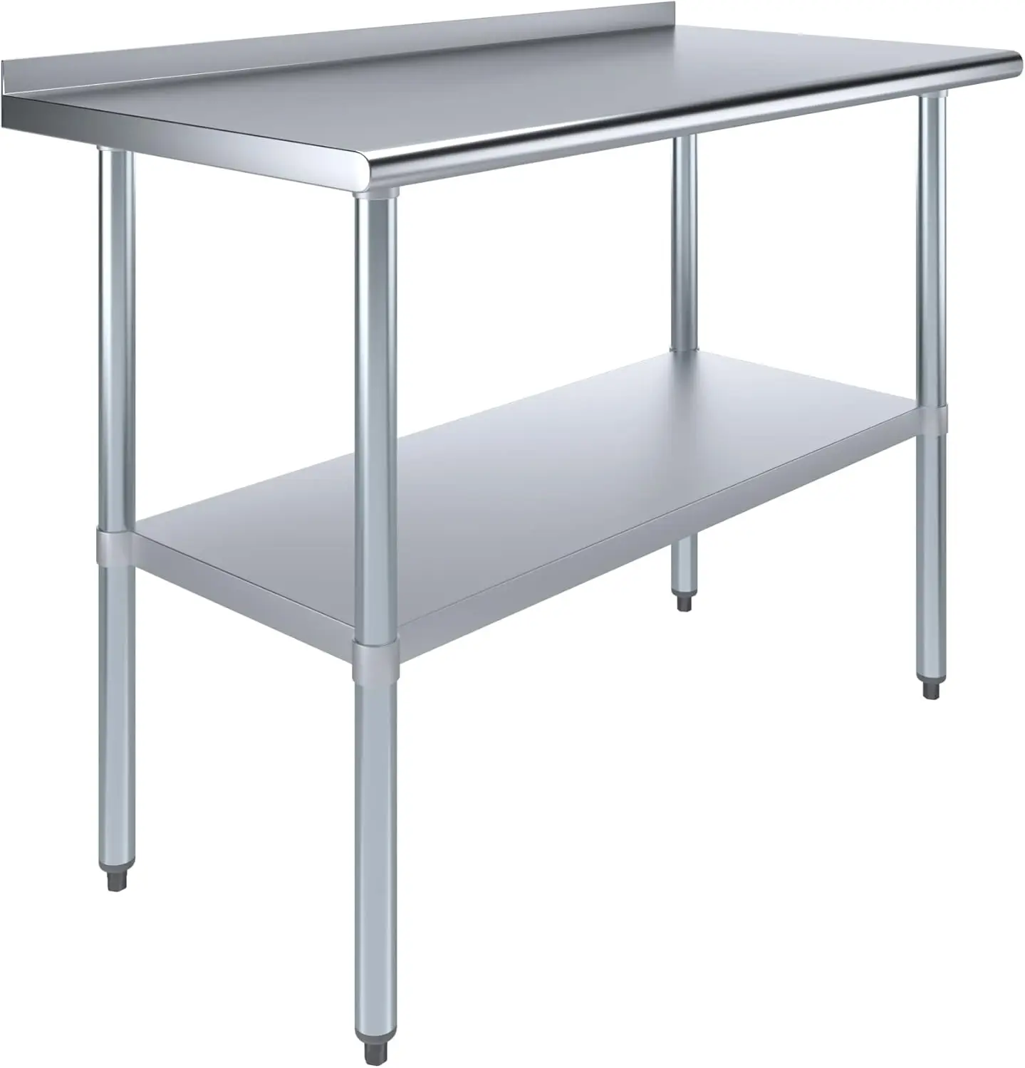 Stainless Steel Work Table with 1.5" Backsplash | Metal Kitchen Food Prep Table | NSF (48" Long x 24" Deep)