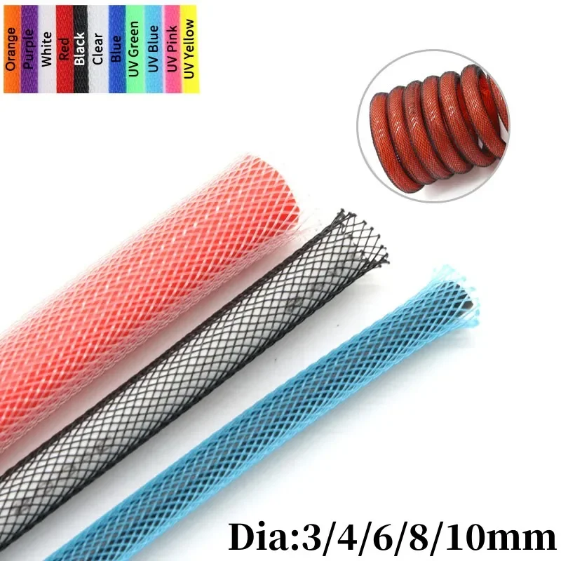 2/5/10/20M Braided Cable Sleeve 3 4 6 8 10mm Single PET Expandable Nylon USB Data Keyboard Cable Sheath Protector Wire Wrap