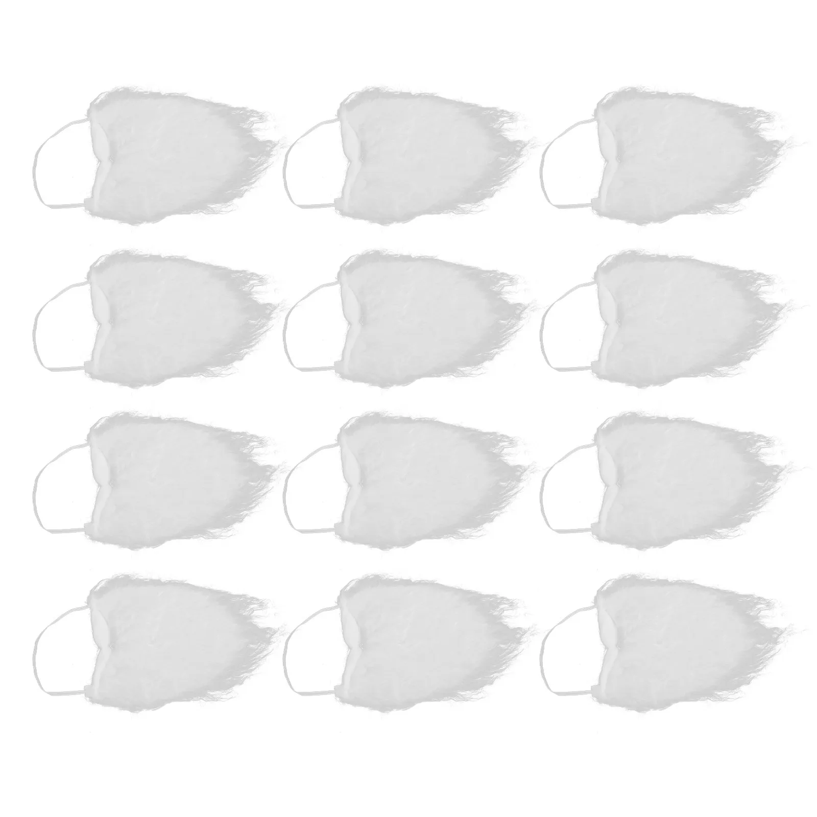 12Pcs White Fake Beard Set Realistic Santa Claus Costume Beard Props for Christmas Halloween Party Cosplay Accessories