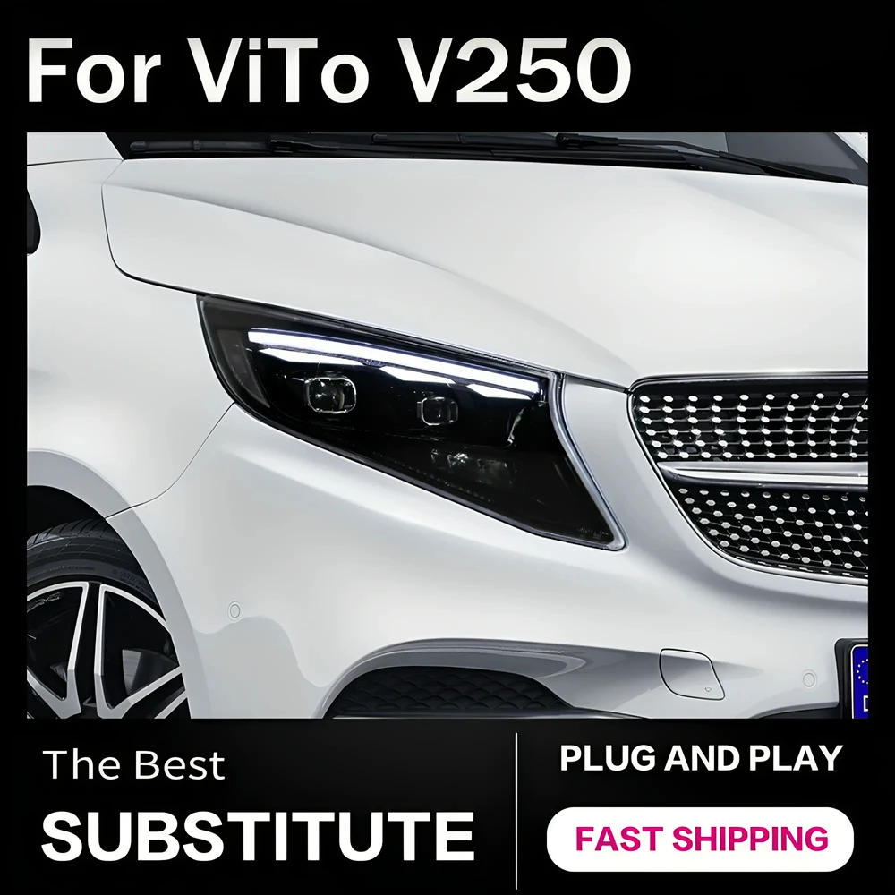 

AKD автомобильные фары для Benz Vito 2016-2024 светодиодные фары DRL указатель поворота светодиодный проектор автоаксессуары