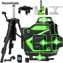 16 line 4D laser level, green line self leveling, 360 horizontal and vertical ultra strong green laser level with tripod