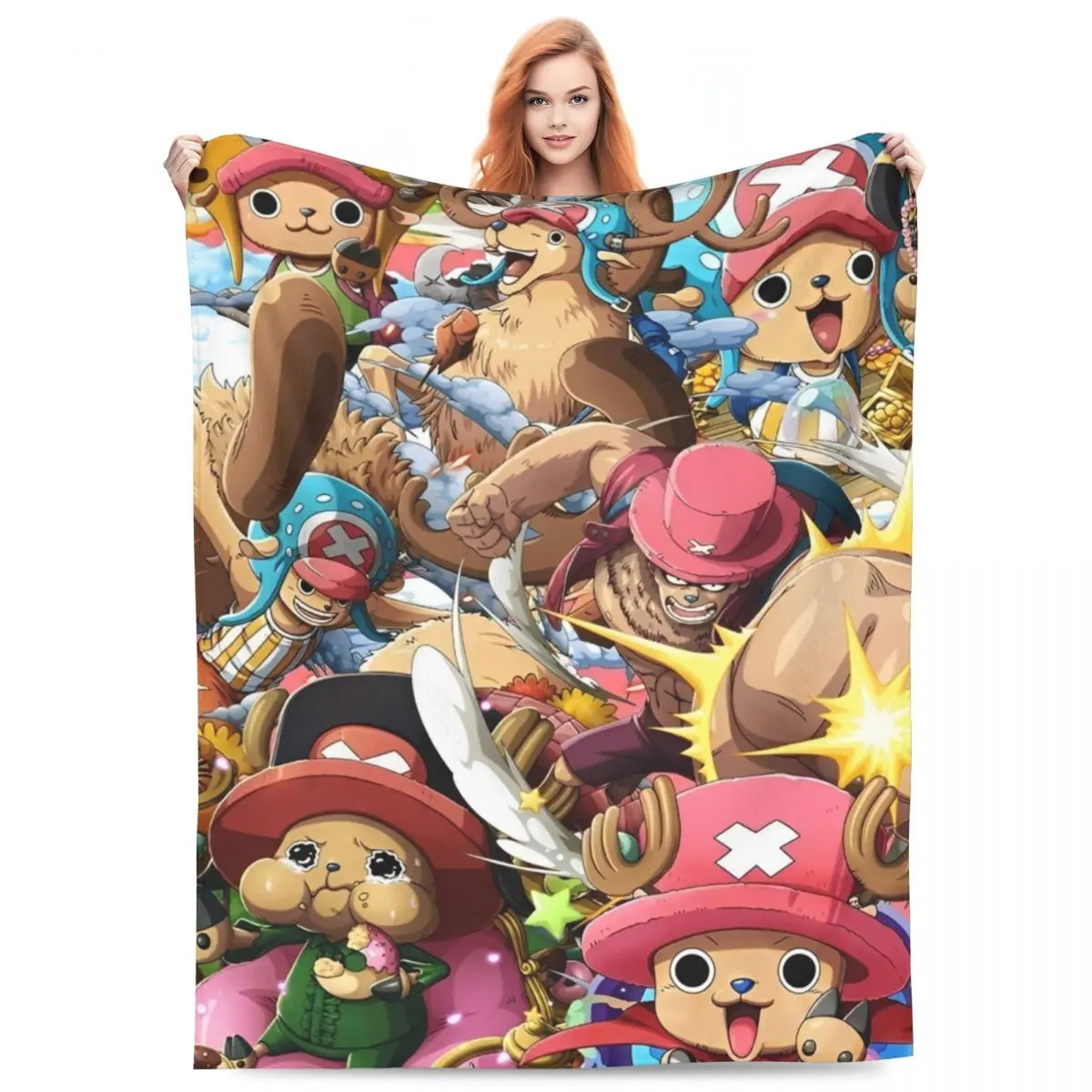 Warm Soft Blankets Picnic O-One P-Piece Anime Throw Blanket Flannel Bedspread For Outdoor Novelty Sofa Bed Cover