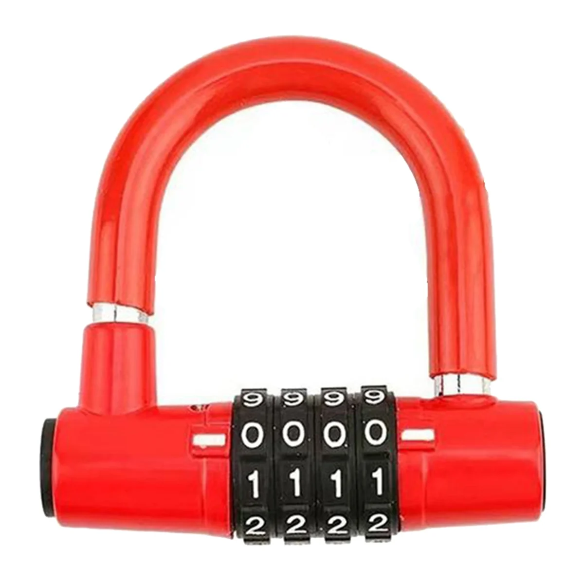 

N18R Convenient 4 Digit Code Bicycle Security Lock U Shape Anti Theft Motorcycle Ring Lock Password Lock for Outdoor Riding