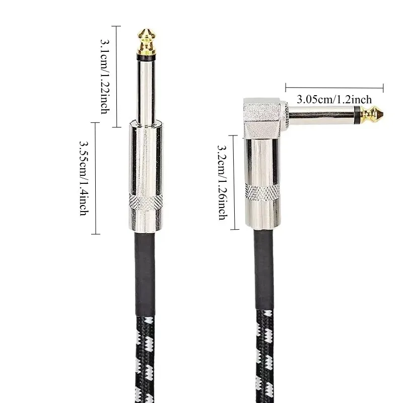 0,5/1/3,5M Audiokabel TRS 1/4 Zoll 6,5mm Audiokabel mit Geräuschunterdrückung für Bass, E-Drum, Verstärker und E-Gitarre – Detail 3
