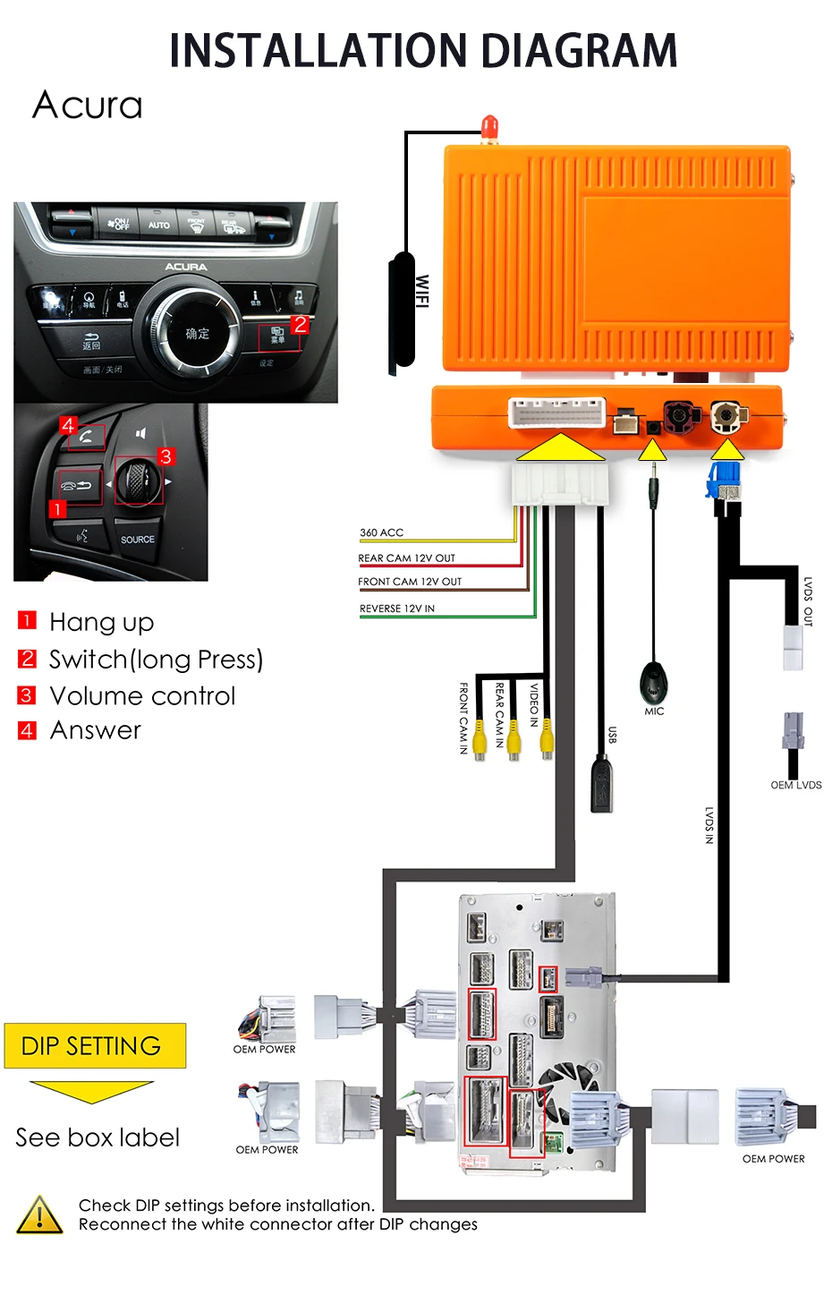Auto AI Box Wireless Apple Carplay Android Auto für Acura YD3 MDX RDX TLX ILX RLX Honda Odyssey Originalbildschirm unterstützt Spiegelung – Detail 14