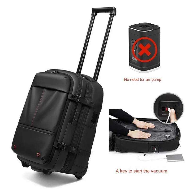 

Trolley Backpack With wheels Large Capacity wheeled Backpack Vacuum Luggage Travel Suitcase Rolling luggage Business Laptop Bag