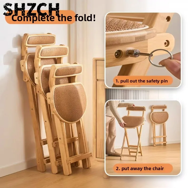 Folding Bar Stool with Upholstered Seat High Kitchen Counter Chair with Backrest Home Bar Chairs Reception Cashier Counter Stool