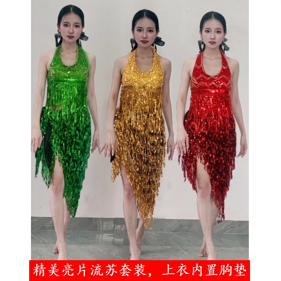 

New Belly Dance Performance Costume Sequin Dancewear Jazz Dance Performance Costume Fringe Uniform Stage Performance Set
