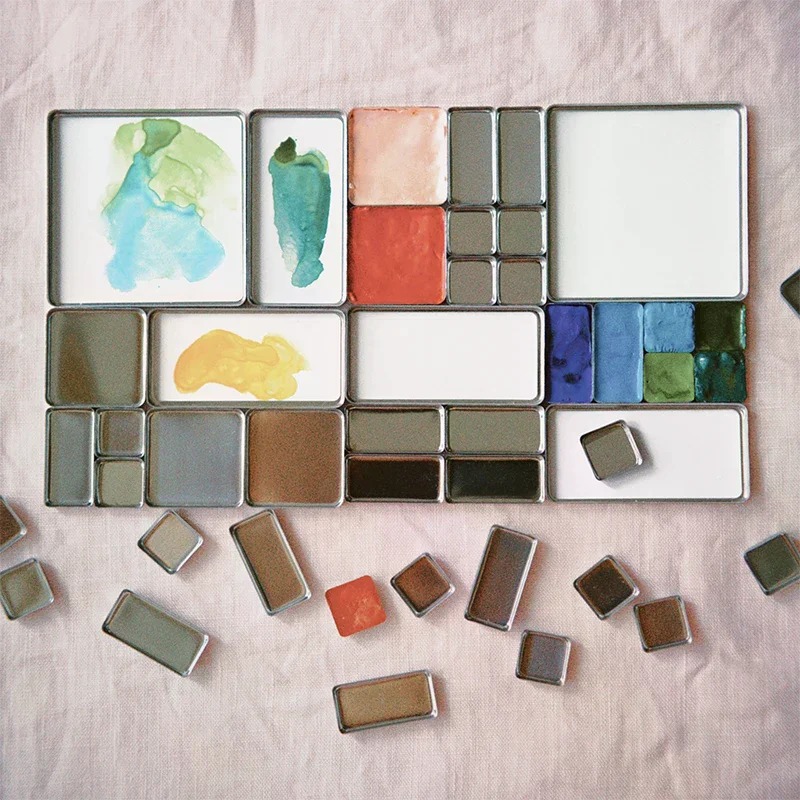 Watercolor Box Packaging Grid 0.5ml/1ml/2ml For Travel Box Magnetic Aluminum Palette Professional Paint Art Supplies