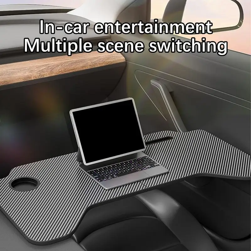 For Tesla Carbon Fiber Food Tray Desk Folding Car Dining Table Auto Computer Desk Tray For Tesla Model 3 Y Car Accessories