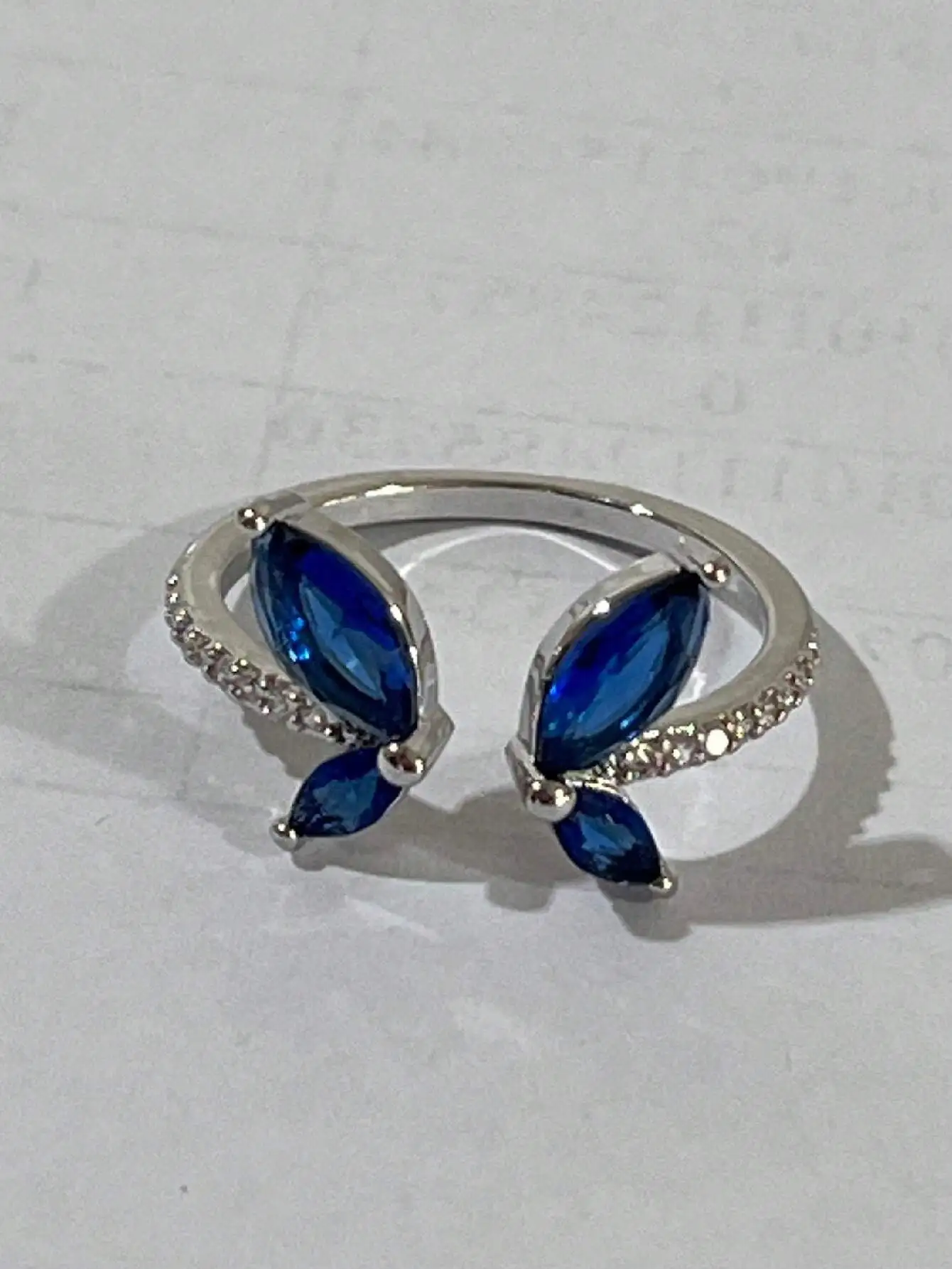 1pc Fashion Cubic Zirconia Butterfly Adjustable Ring For Women