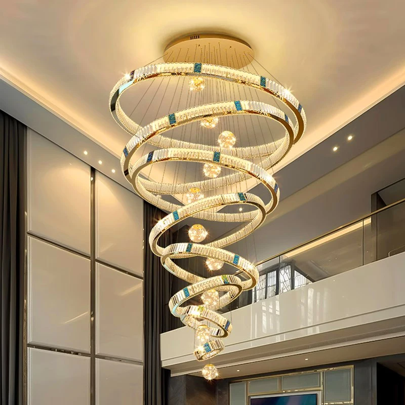 

Modern Home Decoration Crystal Chandelier, Stair Pendant Lamp, Living Room Pendant Lights, Interior Lighting