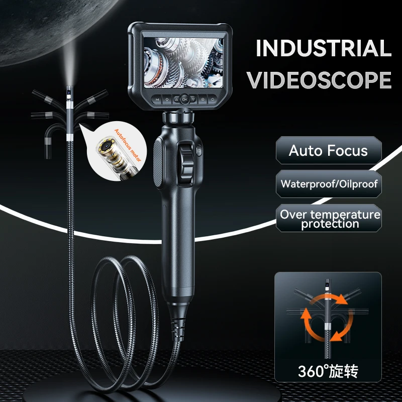 S43 Professional Industrial Articulated Endoscope Camera Semi Rigid 4.3" 8LED Two Ways Sewer Pipe Borescope Repair Inspect Tools