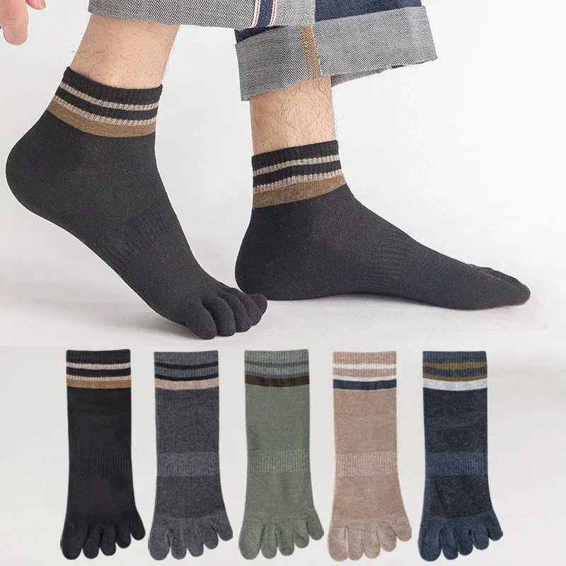 1Pairs Toe Socks Crew Socks Men and Women Five Fingers Socks Breathable Cotton Socks Sports Running Solid Color as Birthday Gift