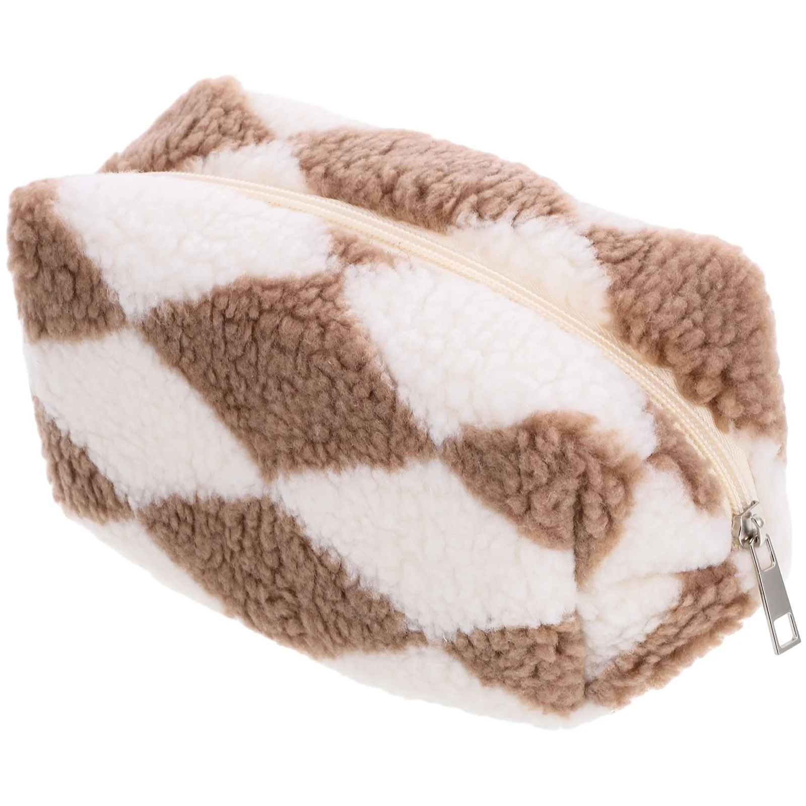 Plaid Pencil Case Cute Makeup Bag Small Zipper Pouches for Organizing Fuzzy High Capacity Travel