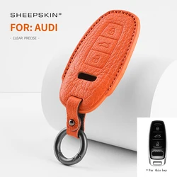 For Audi Q8 RSQ8 A6 C8 S6 RS6 A7 S7 RS7 A3 8Y A8 D5 RS E-tron GT Q4 Q7 Car Key Case Cover Shell Sheepskin Keychain Accessories