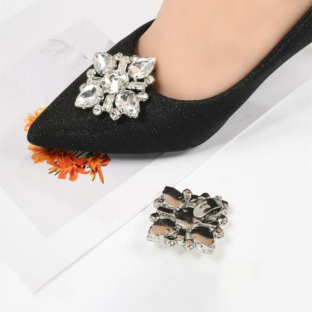 Clips de Metal brillantes para zapatos, diamantes de imitación de cristal, decoración de zapatos de novia, hebilla extraíble para boda