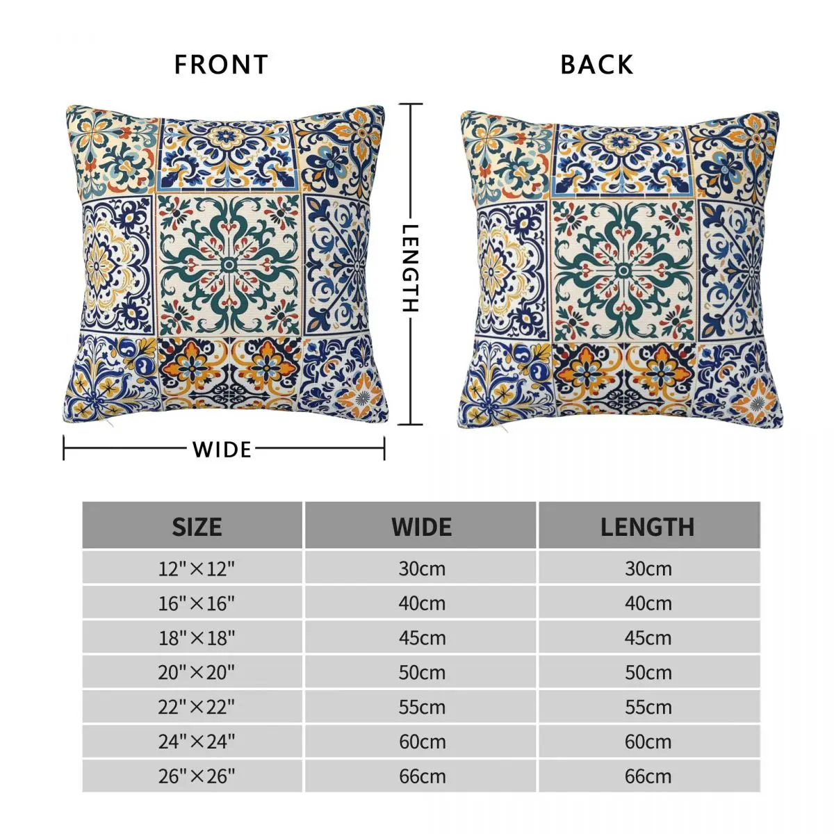 Portuguese Azulejo Tile Ceramic Square Pillowcase Polyester Linen Velvet Creative Zip Decor Home Cushion Case