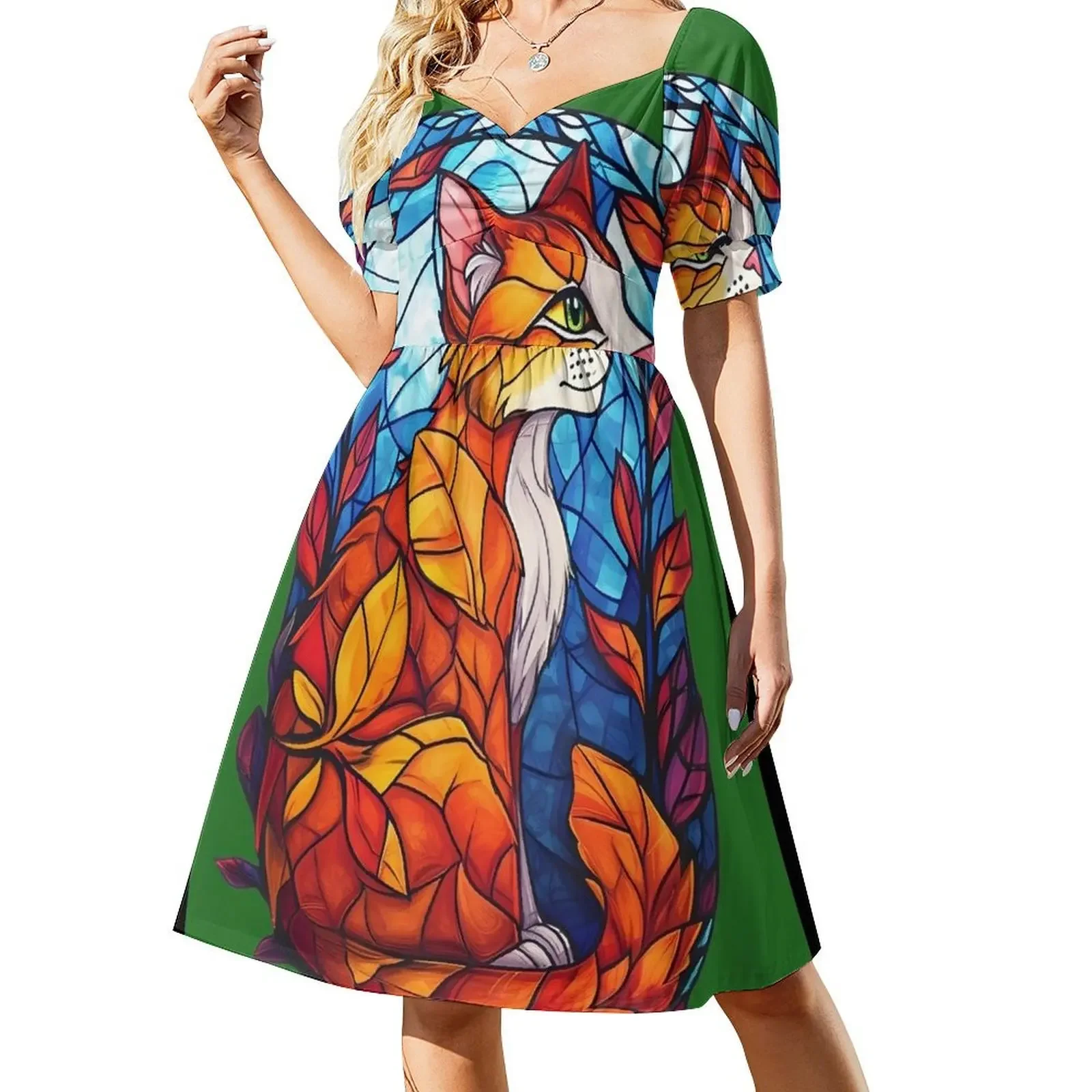 

Stained Glass Squirrelflight Short-Sleeved Dress beach dresses wedding dresses for parties summer women's suit Dress