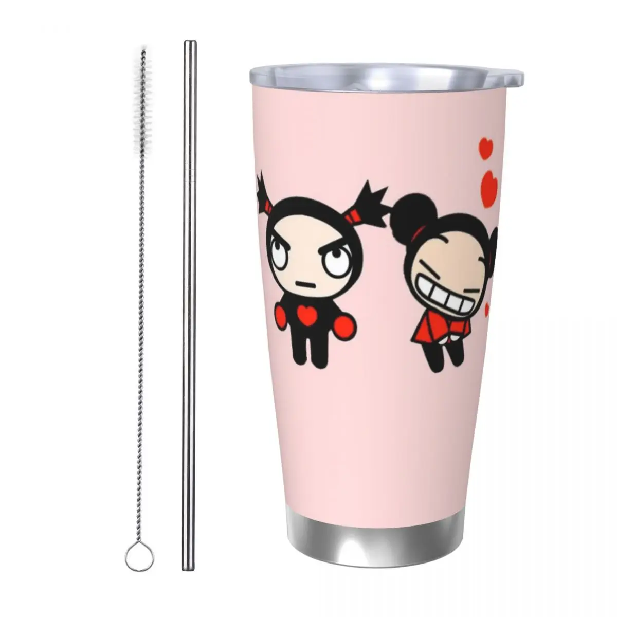 Cute Cartoon Pucca 20oz Stainless Steel Insulated Thermal Coffee Car Cup Cold Hot Mugs Vacuum Flask