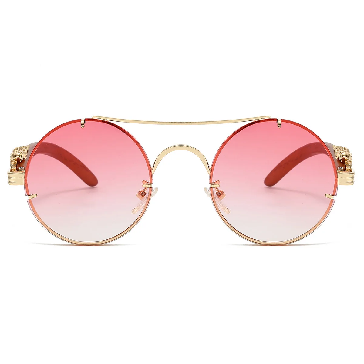 Neue Vintage Runde Sonnenbrille Für Männer Frauen Doppel Balken Leopard Kopf Modische Trendy Hohe Qualität UV Beständig Fahren Glasse – Detail 14