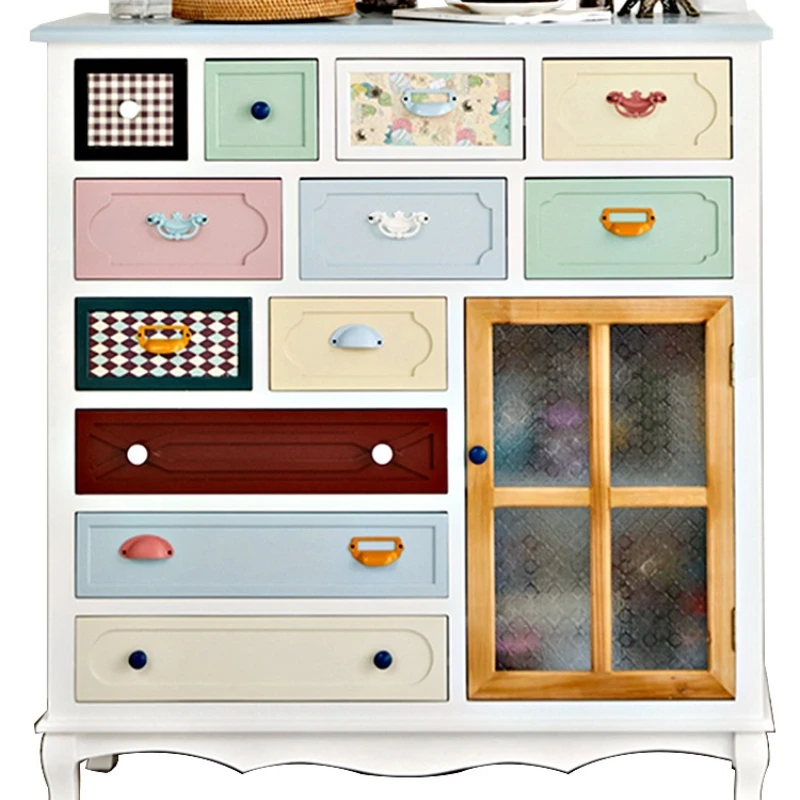 

American chest of drawers solid wood bedroom storage of drawers Mediterranean living room wall furniture Nordic storage cabinet