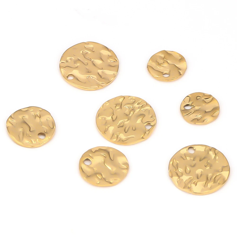 

20pcs Diy Bracelet Charms Necklace Round Shaped Metal Pendants Stainless Steel Jewelry Accessories Craft Making Supplies