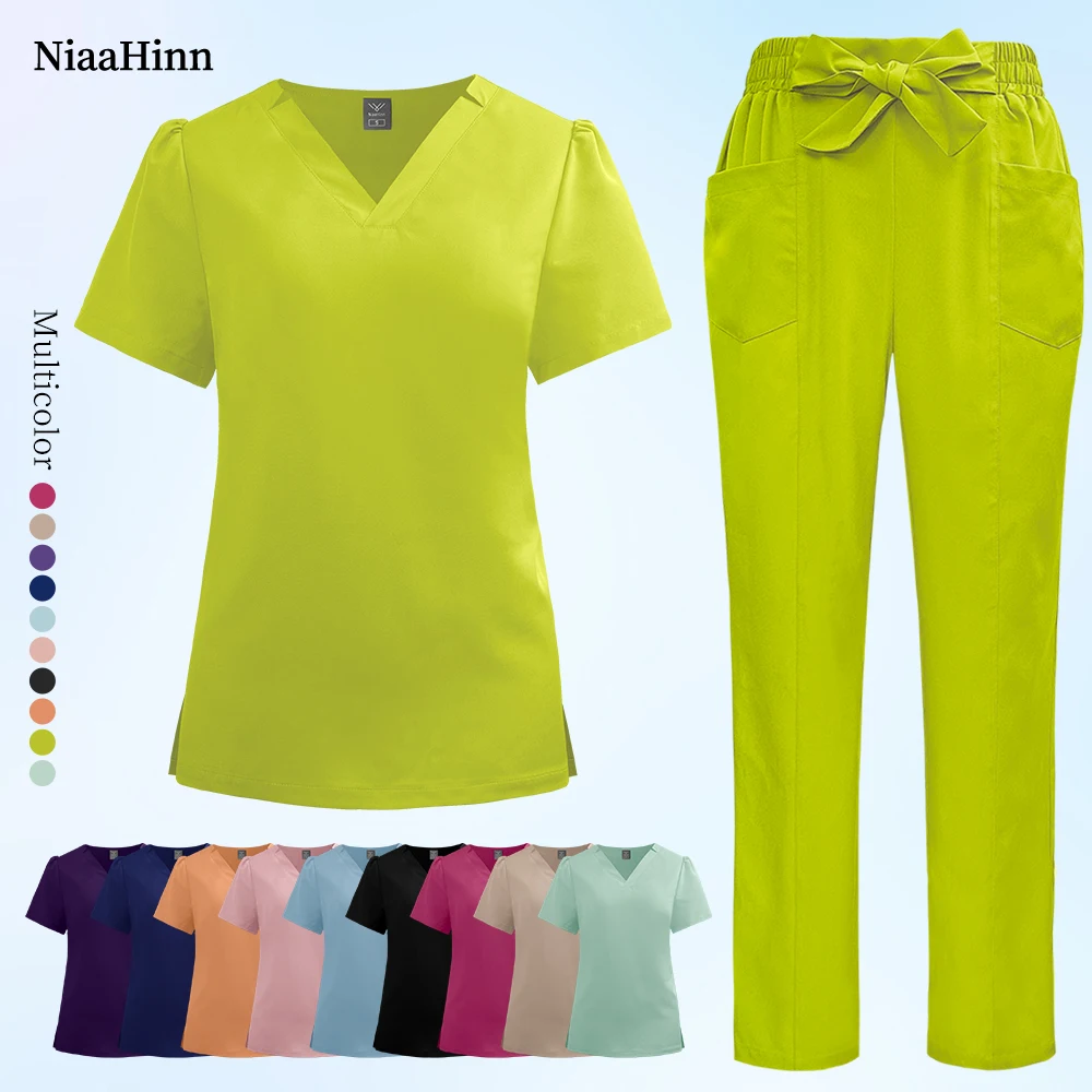

Niaahinn Pharmacist Work Clothes Dentist Medical Set Anesthetist Scrub Uniform Pet Veterinary Nurse Uniform Doctor Costume Women