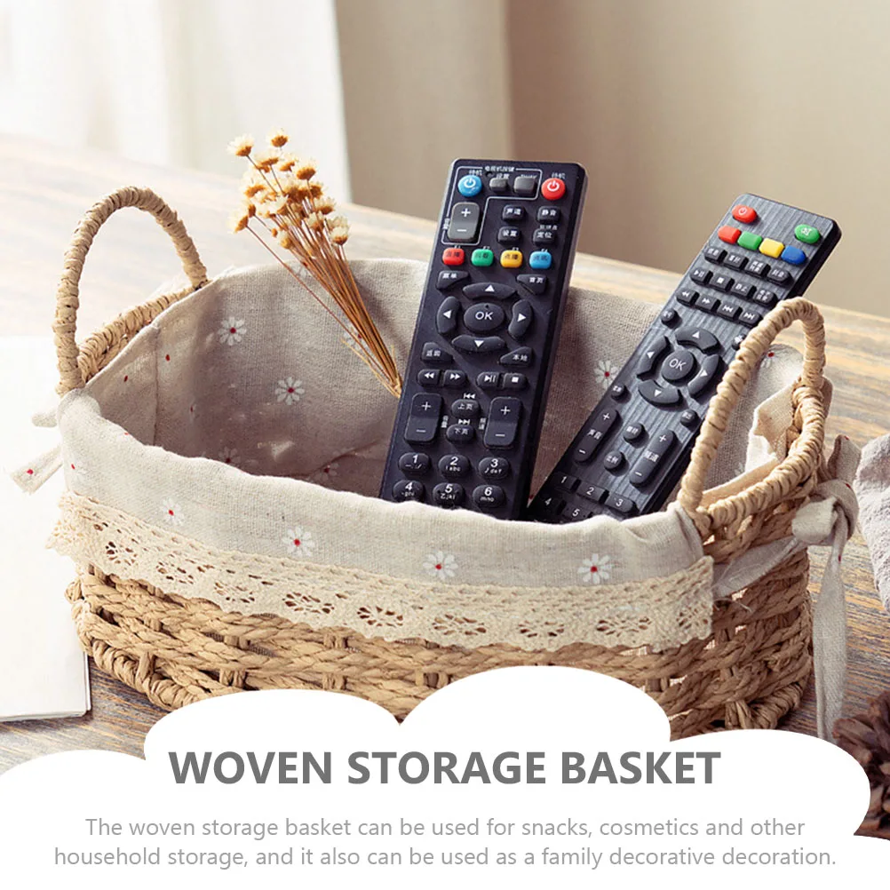 

Woven Storage Basket Desktop Multifunctional Sundries Organizer Snack Holder Household Storage Container