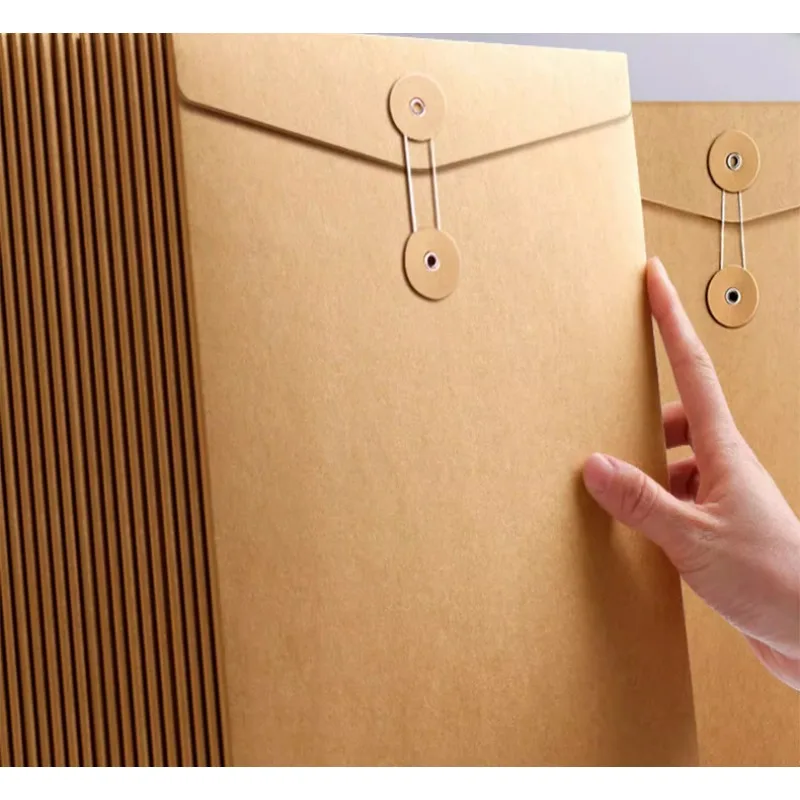 10pcs Kraft Paper A4 File Envelope Document Bag String Tie Closure Folder for Contracts Tenders Storage Bag view 4