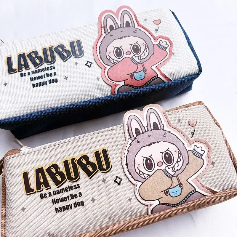 Süße Kinder MINISO Anime Kawaii Labubu Stifttasche mit großer Kapazität, niedliches Cartoon-Schul-Federmäppchen, schöne Geschenke für Kinder