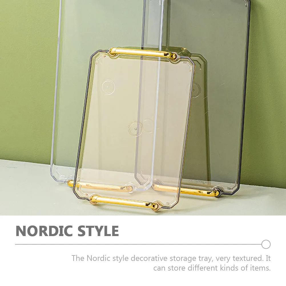 

Nordic Plastic Tray Double Handles Rectangular Multipurpose Tray Desktop Dessert Jewelry Cosmetics Storage Organizer