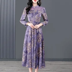 Autumn Formal Occasion Satin Luxury Midi Dress Women Vintage Hepburn Official Prom 2024 Winter Elegant Casual Party Vestidos