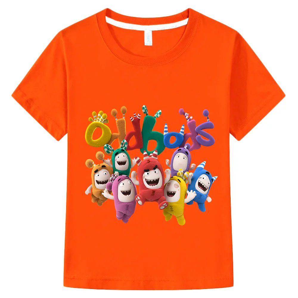 Anime Oddbods T-Shirt Bonito para Crianças, 100% Algodão, Manga Curta, Kawaii Impressão Tees para Meninos e Meninas, Confortável Crianças Tee