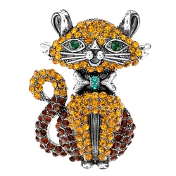 CINDY XIANG Rhinestone Sitting Cat Brooches For Women Cute Animal Pin 2 Colors Available Large Size Ornament High Quality New