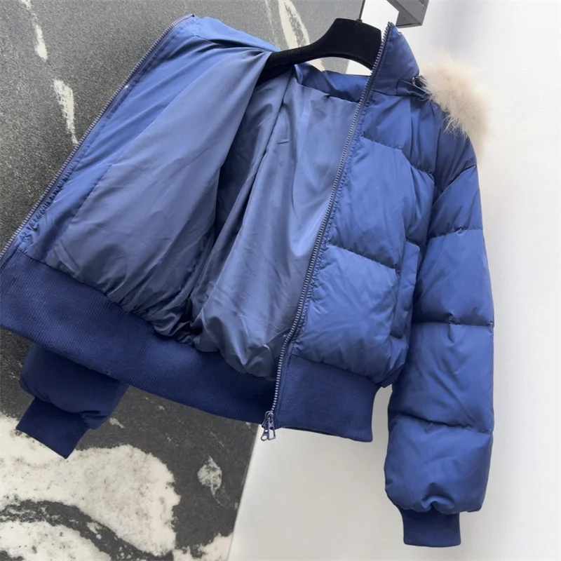 سترة نسائية سفلية 2025 شتاء جديد بسحاب معطف سميك دافئ بقصة ضيقة معطف سميك قابل للفصل بياقة من فرو الثعلب معاطف سفلية y2k معاطف منتفخة بقلنسوة #2