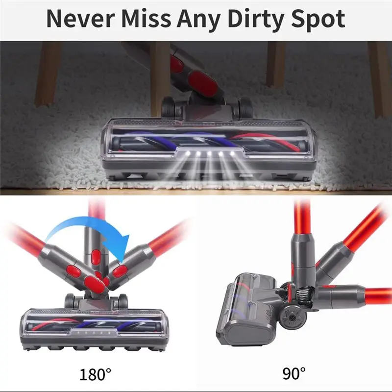 ABUH-Hardwood Floor Attachment For Dyson V7 V8 V10 V11 V15 Vacuum Cleaners Parts With LED Headlights Roller Brush Head