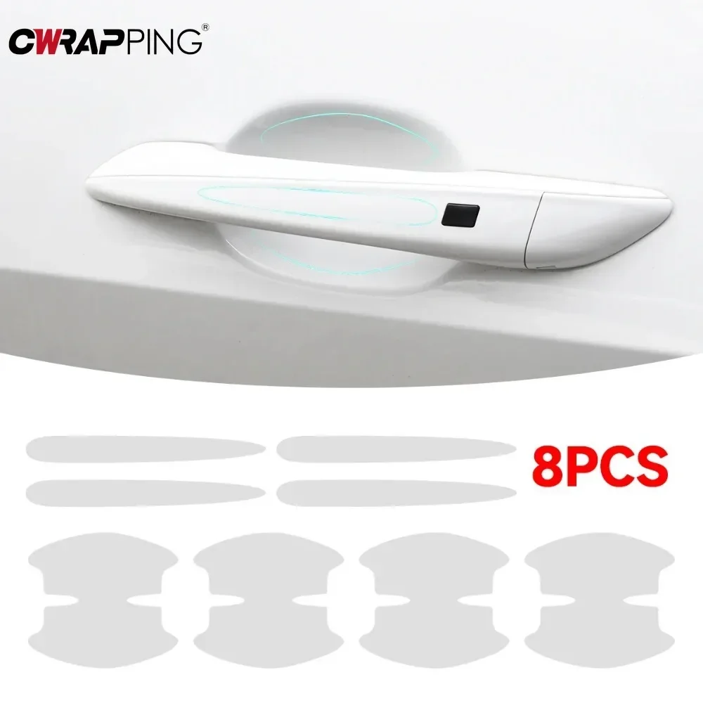 8Pcs/Set of Door Handle Stickers Scratch-resistant Handles Bowl Decals Stickers Decorative Films Car Protective Accessories