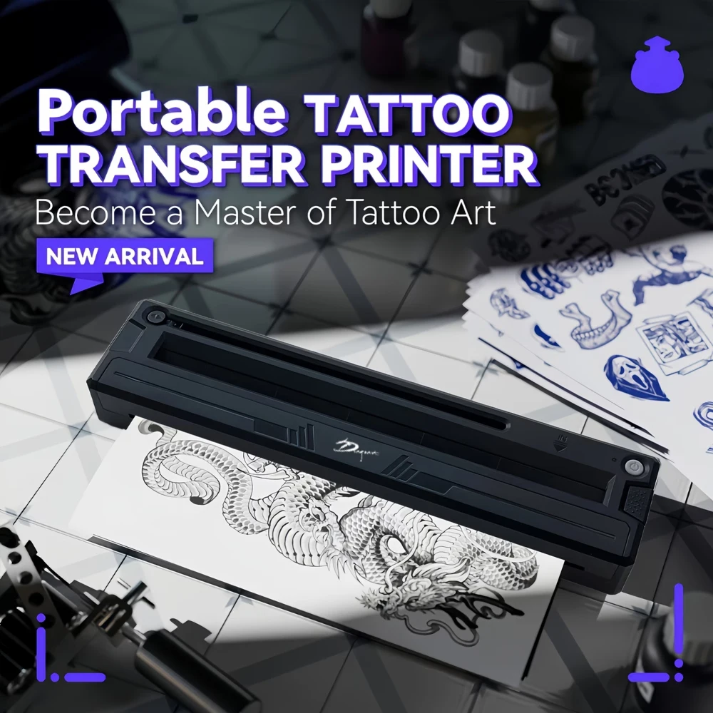 Wireless Tattoo Stencil Printer M8, Portable Thermal Tattoo Printer with Transfer Papers, Works for Phone/Tablet/PC
