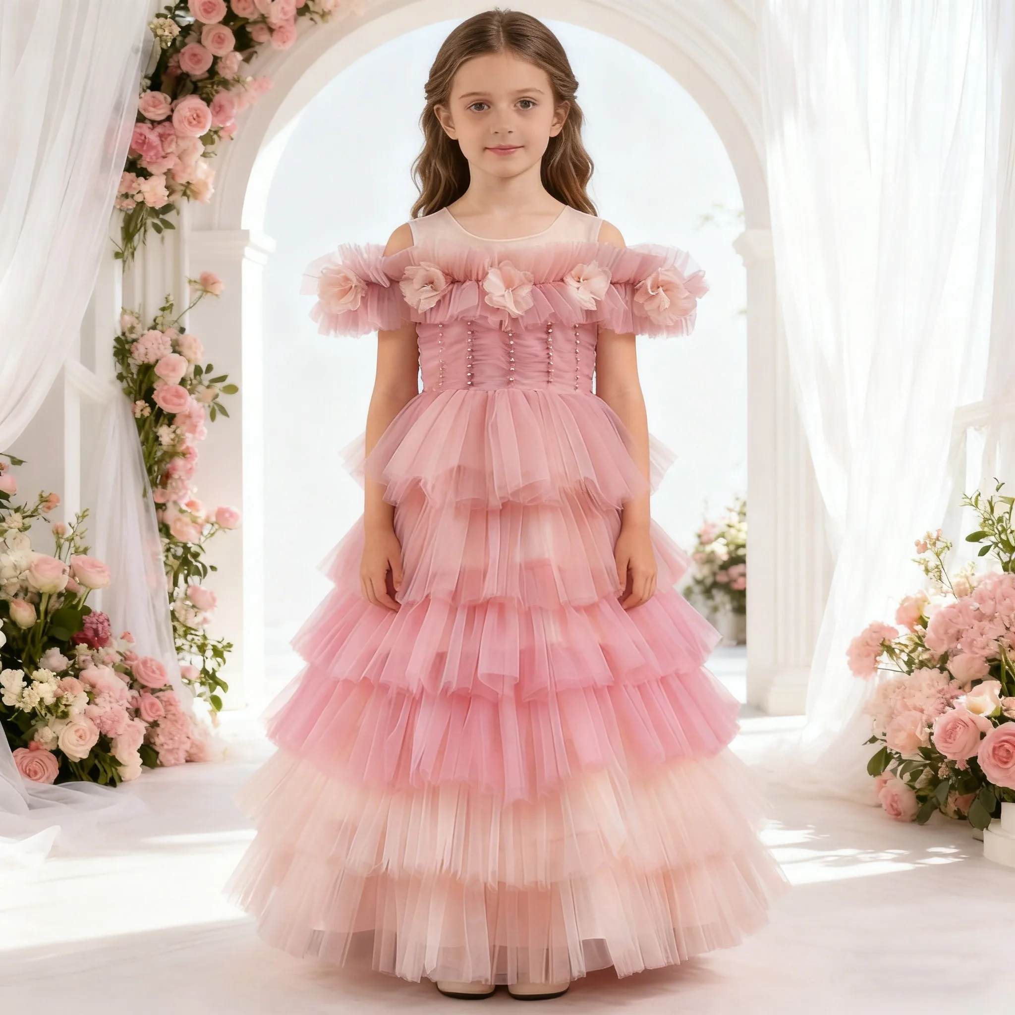 

2026 новое элегантное праздничное платье для девочек, свадебные платья подружки невесты, тюлевая юбка-пачка на одно плечо, театральное представление, платье для девочек