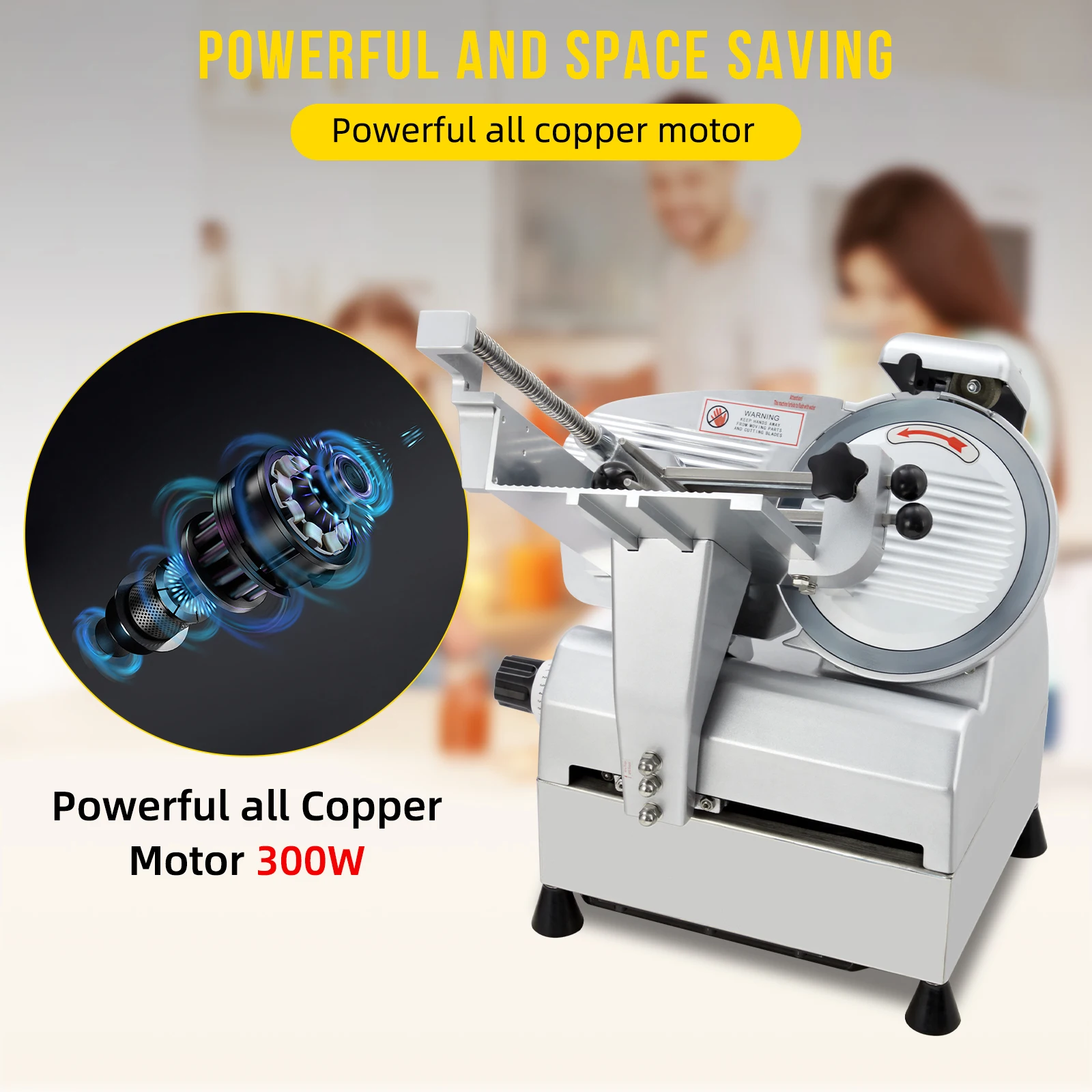 Commercial Meat Slicer,240W+430W Fully Automatic Meat Cutter,10 Inch Stainless Steel Removable Blade,Adjustable Thickness