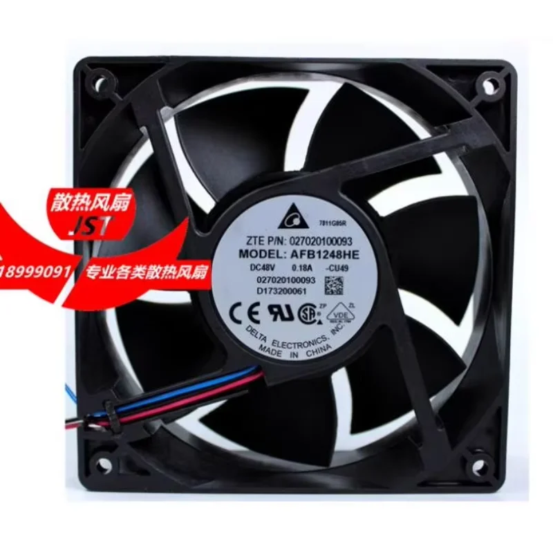 

Delta Electronics AFB1248HE CU49 DC 48V 0.18A 120x120x38mm 3-Wire Server Cooling Fan