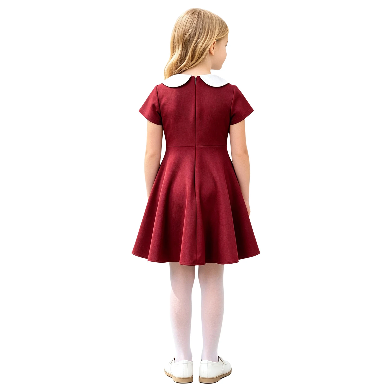 Kids Girls Elegant Party A-line Dress Color-blocking Lapel Collar Short Sleeve Skater Dress Casual Dress for School Daliy Wear