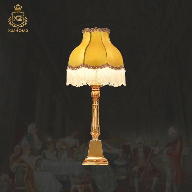 

French Medieval Brass Fabric Lampshade Lamp - Retro, Romantic Villa Hotel Living Room Bedroom Decor​