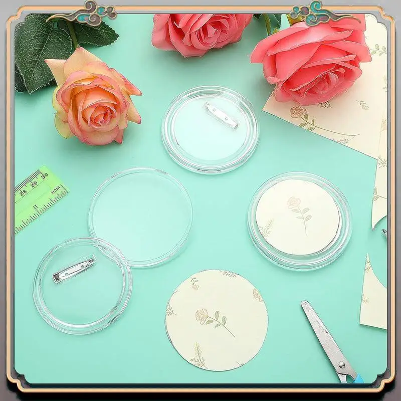 A46M-3 Inch DIY Button Pins Acrylic Button Pin Back Buttons For School Projects 25Pcs